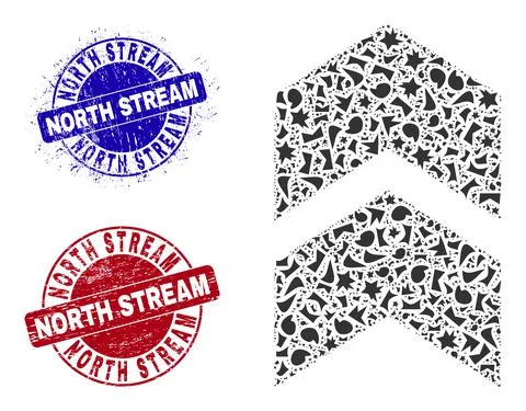 Shift Up Mosaic of Shards with North Stream Grunge Stamps Stock Illustration