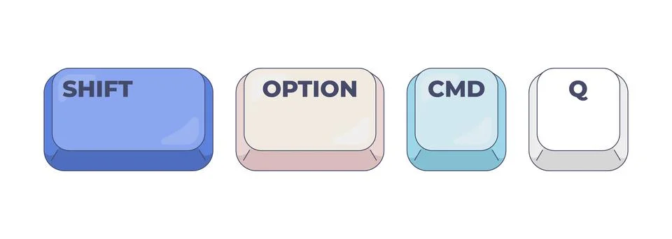 Shift Option CMD Q computer keyboard shortcut Stock Illustration