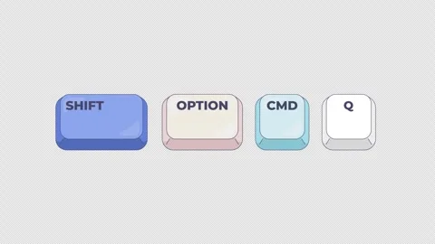 Shift Option CMD Q keyboard shortcut keys animation Stock Footage 332273676