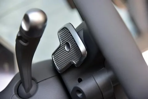 Shift paddles. Steering wheel with shift paddles. Stock Photos