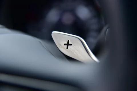 Shift paddles. Steering wheel with shift paddles. Stock Photos