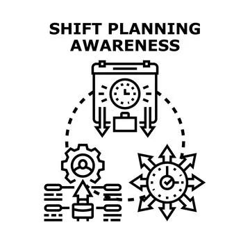 Shift planning awareness concept developing effective work schedule Stock Illustration