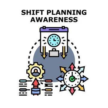 Shift planning awareness concept developing effective work schedule Stock Illustration