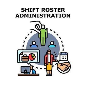 Shift roster administration managing employee schedule planning Stock Illustration