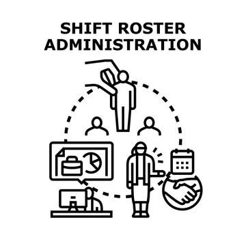 Shift roster administration managing employee schedule planning Stock Illustration
