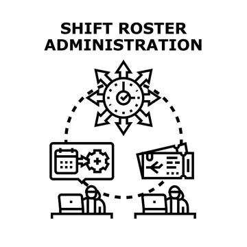 Shift roster administration process planning and management Stock Illustration