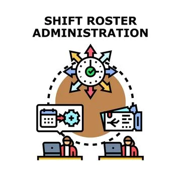 Shift roster administration process planning and management Stock Illustration
