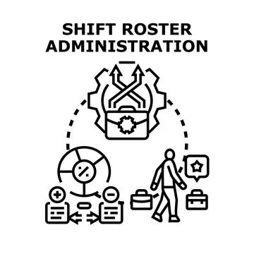 Shift roster administration system managing employee schedule Stock Illustration