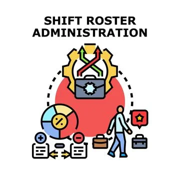 Shift roster administration system managing employee schedule Stock Illustration