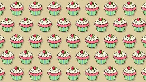 Shift scene animated cupcake lineup, perfect for background purposes Stock Footage 317556073