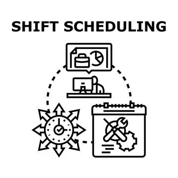 Shift scheduling planning and organizing employee work time イラスト素材