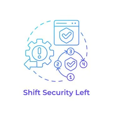 Shift security left blue gradient concept icon Stock Illustration
