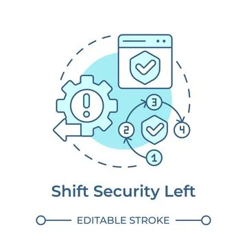 Shift security left soft blue concept icon Stock Illustration