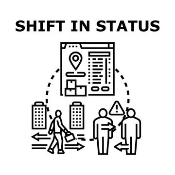 Shift in status concept for tracking and deliveries Stock Illustration