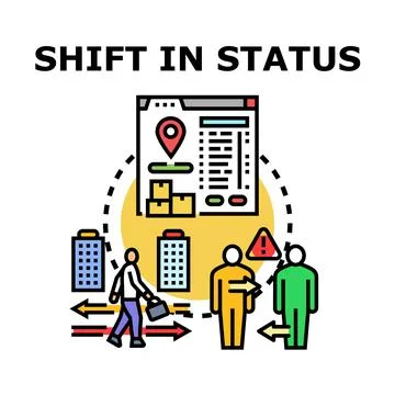 Shift in status concept for tracking and deliveries Stock Illustration