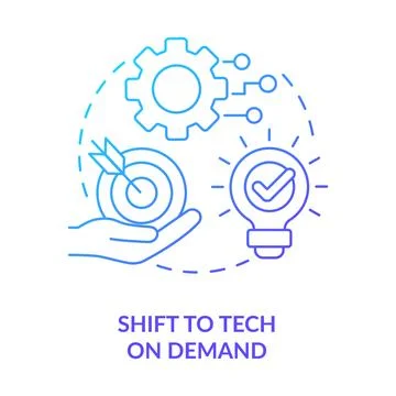 Shift to tech on demand blue gradient concept icon Illustrazione stock
