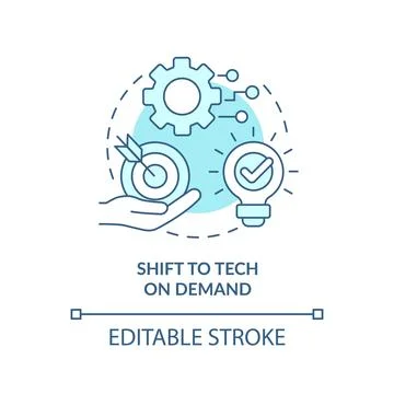 Shift to tech on demand turquoise concept icon Stock Illustration