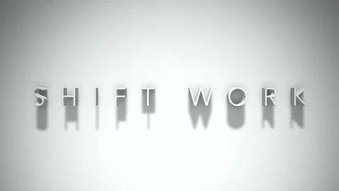 Shift work 3D title animation with shadows on a white background Stock Footage 296807486