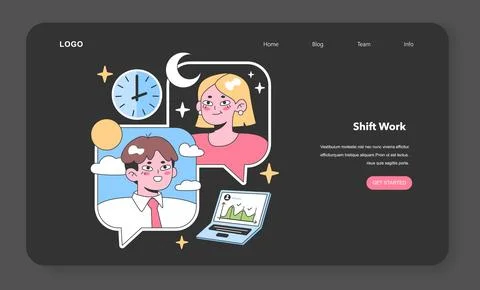 Shift work concept. Flat vector illustration. Stock Illustration