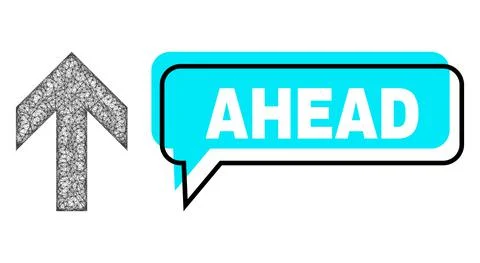 Shifted Ahead Speech Cloud and Hatched Arrow Up Icon Stock Illustration