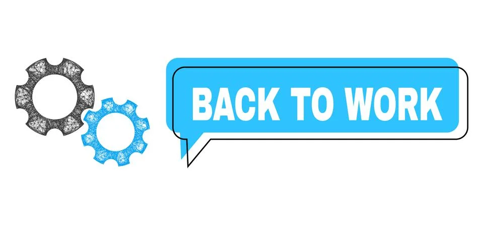 Shifted Back to Work Speech Frame and Net Mesh Gears Icon Stock-Illustration
