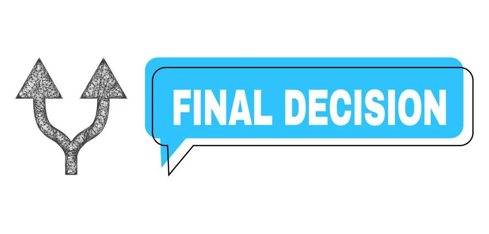 Shifted Final Decision Conversation Bubble and Network Split Arrows Up Icon Stock Illustration