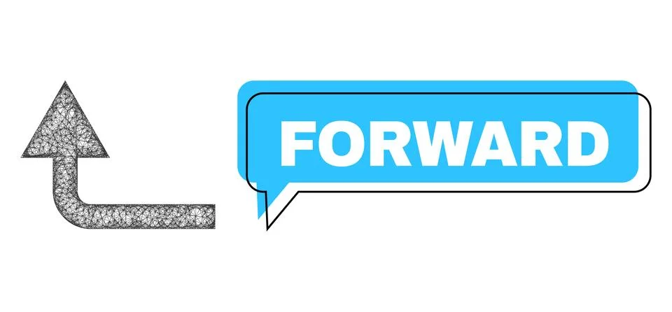 Shifted Forward Message Cloud and Net Mesh Turn Forward Icon Stock Illustration