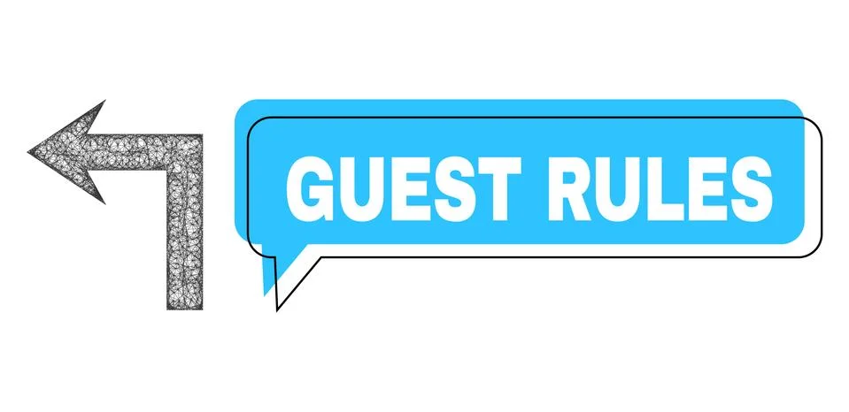 Shifted Guest Rules Chat Frame and Network Turn Left Icon Stock Illustration