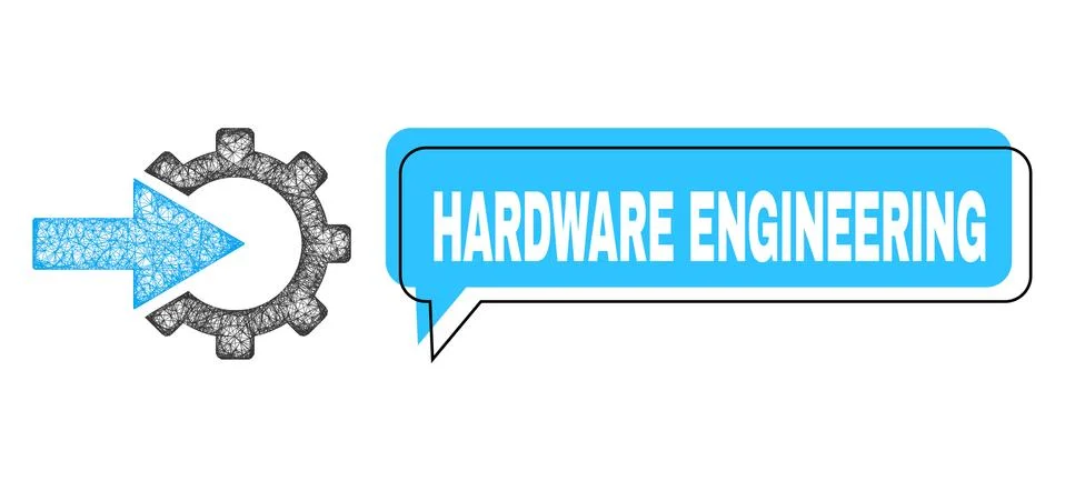 Shifted Hardware Engineering Chat Cloud and Hatched Cog Integration Icon Stock Illustration
