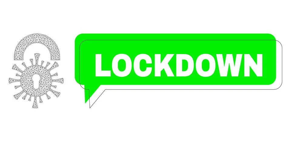 Shifted Lockdown Green Message Cloud and Mesh Carcass Viral Lockdown 스톡 일러스트