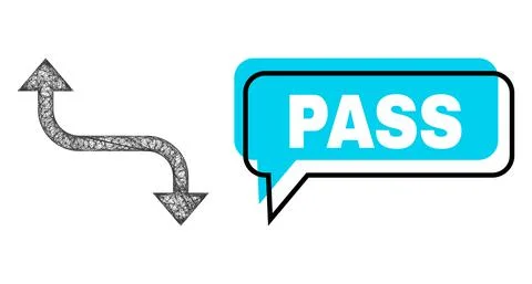 Shifted Pass Chat Cloud and Net Opposite Bend Arrow Icon Stock Illustration