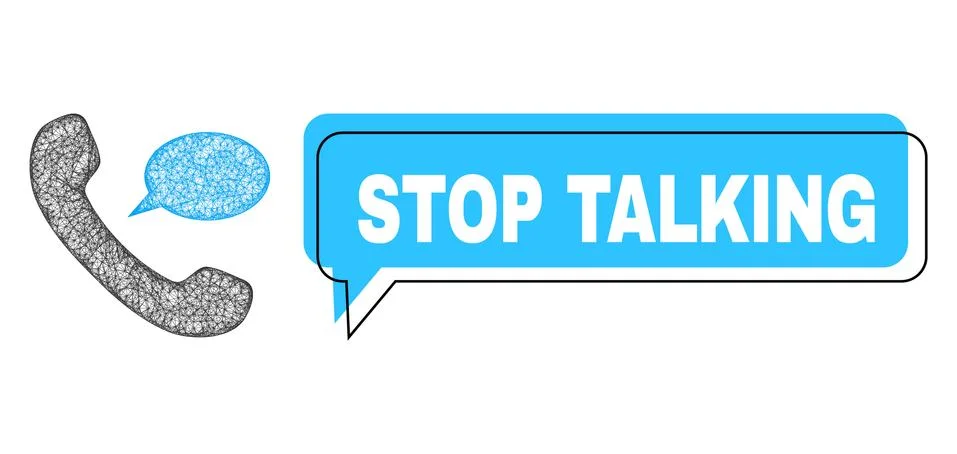 Shifted Stop Talking Speech Cloud and Linear Phone Message Icon Stock Illustration