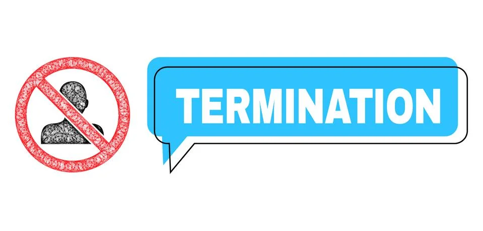Shifted Termination Message Bubble and Linear Stop Man Icon Stock Illustration