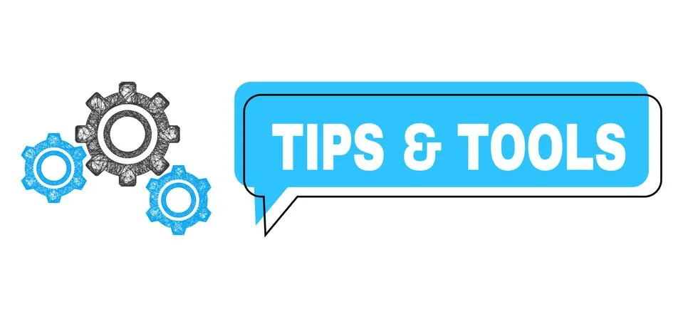 Shifted Tips &amp; Tools Conversation Cloud and Hatched Gears Icon Stock Illustration