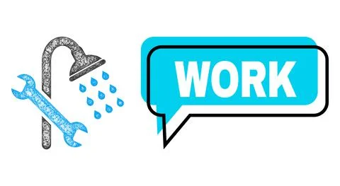 Shifted Work Chat Frame and Net Shower Plumbing Icon Stock Illustration