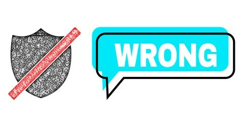 Shifted Wrong Chat Balloon and Network Wrong Shield Icon Illustrazione stock