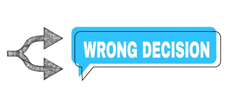 Shifted Wrong Decision Message Frame and Hatched Split Arrows Right Icon Illustrazione stock