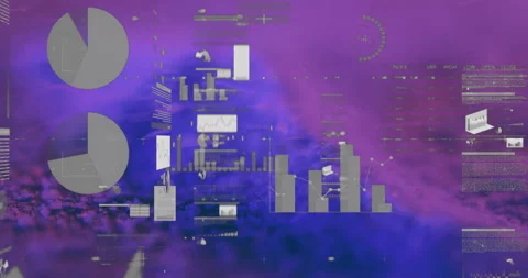 Shifting camera view causing panels sliding, graphs flickering, pie splitting Video stock 310283634