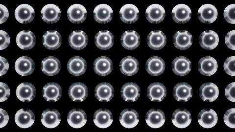 Shifting Object Group of Silver Metal Ball Array Loop on Top View Stock Footage 240319104