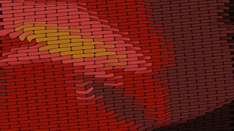 Shifting Pixels – Bric Mosaic Warping Gradient with Futuristic Flow Stock Footage 303260937