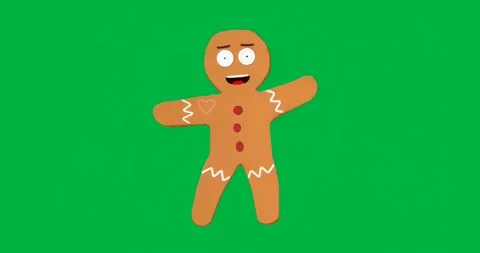 Shifting static initiating gingerbread man raising arms on transparent backdrop Stock Footage 317790402