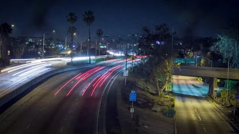 Shifting Timelapse over Downtown Freeway Video stock 84076302