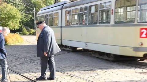 Shifting the tracks for the tram Stock Footage 42630193