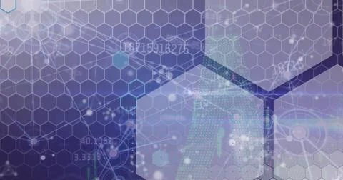 Shifting translucent hexagonal grid morphing in virtual interface, futuristic Illustrazione stock