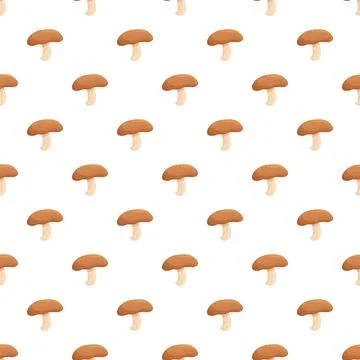 Shiitake mushroom repeating pattern on white background Illustrazione stock