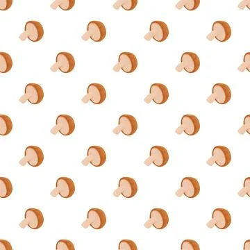 Shiitake mushroom repeating pattern on white background Stock Illustration