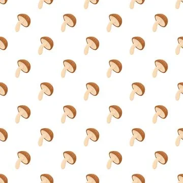 Shiitake mushroom seamless pattern repeating elements on white background 库存插图