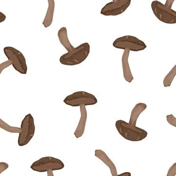 Shiitake Mushroom Seamless Pattern, Vector Illustration. Hand Drawn Shiitake Ilustración de archivo