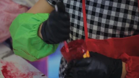 Сhildren paint, group workshop Stock Footage 122081808