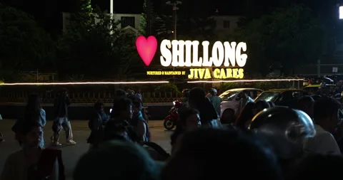 Shillong Centre Point comes alive at night with glowing city lights 動画素材 335645033